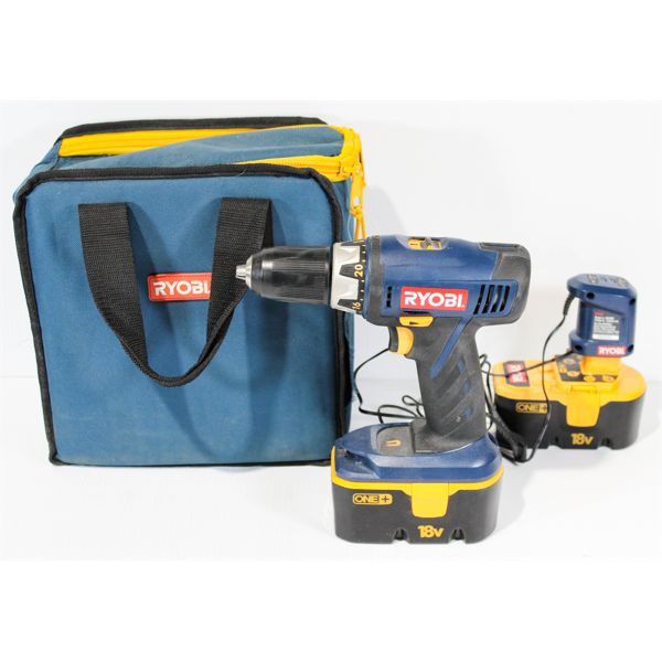 RYOBI CORDLESS DRILL WITH ACCESSORIES