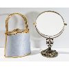 Image 1 : TABLETOP VANITY MIRROR + EVENING HANDHELD PURSE