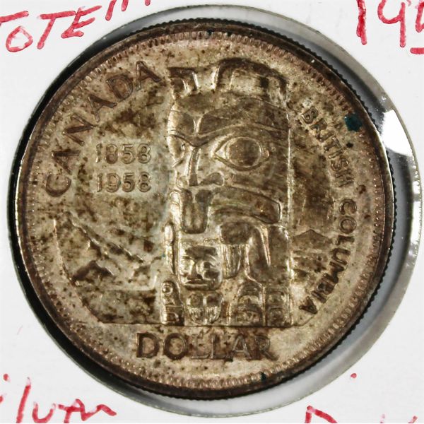 1958 CANADIAN SILVER B.C. TOTEM DOLLAR