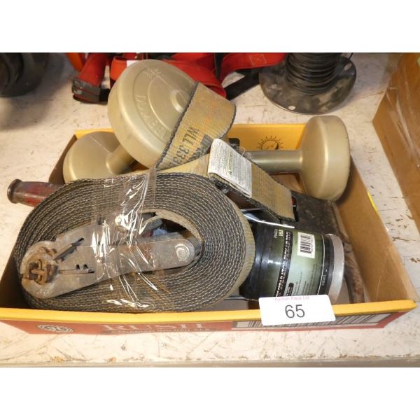 Ratchet strap, dumbells, tiedown tool,   magnetic