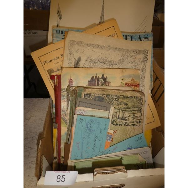 Vintage geography books, Vintage mail items