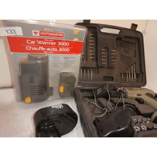 Motomaster car warmer 300, viper cordless drill
