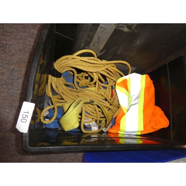 Safety harness, hi-vis vest, rope