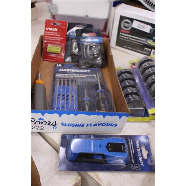Mastercraft patch kit, stud finder, mag-torch