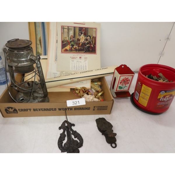 Lantern, match holder, Misc ribbon, cloths pins