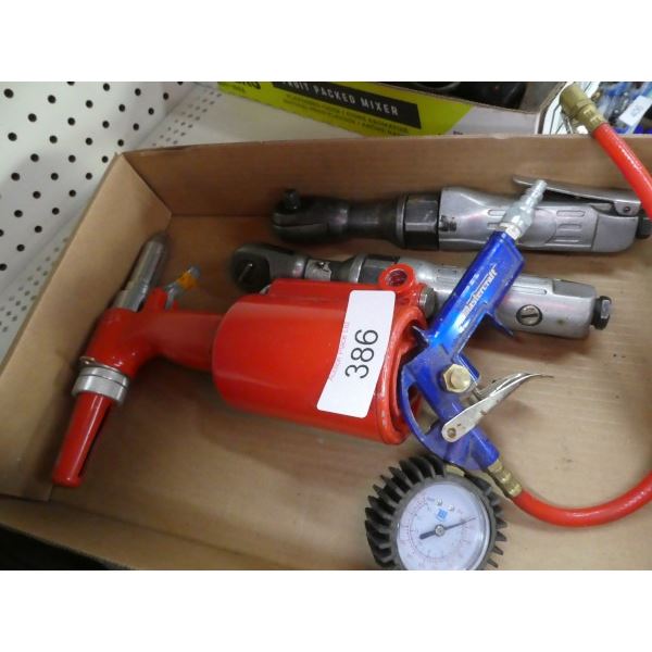 2 air ratchets, air riveter, tire inflation tool