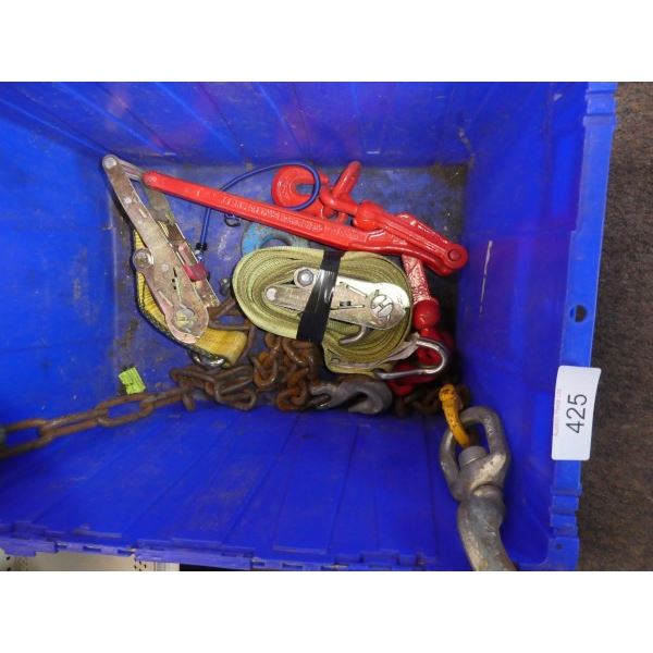 Ratchet straps, load tie-down, chain