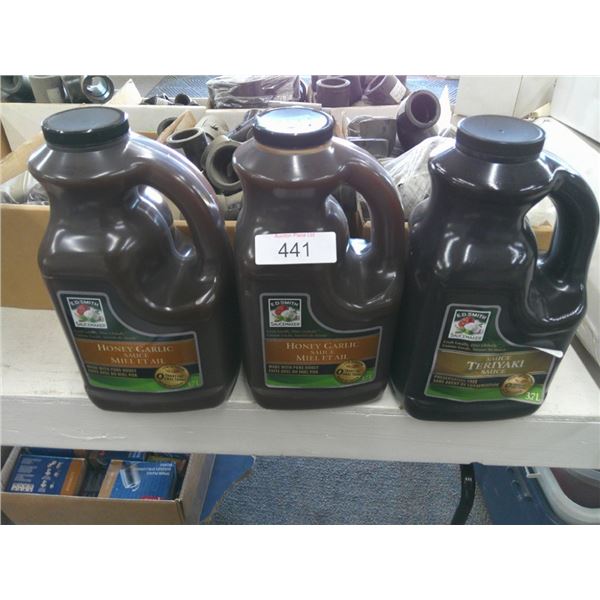 3.7 L ED Smith Sauce - 1 teriyaki, 2 honey garlic