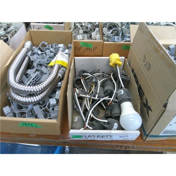 Work lights, conduit wall clamps, water softener