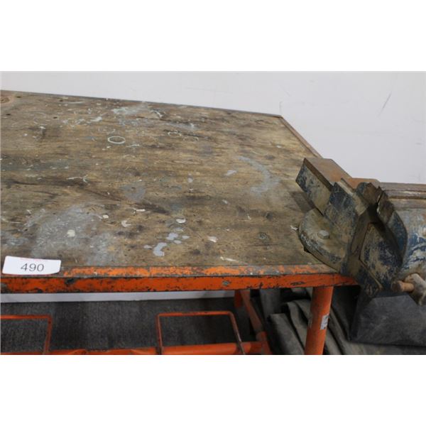 Metal folding work bench w/ vice