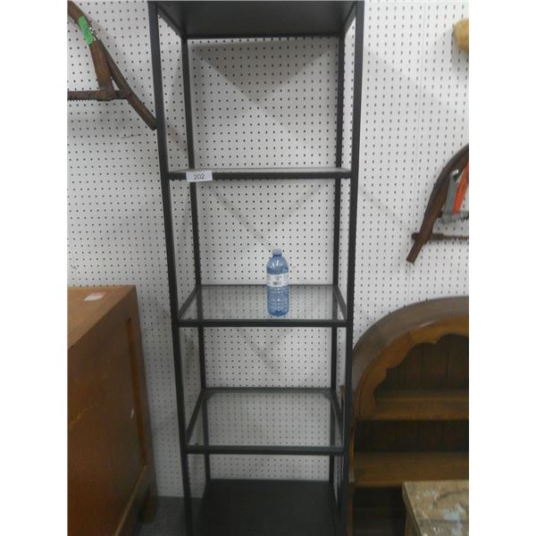 Black Metal/ Glass Freestanding Shelf