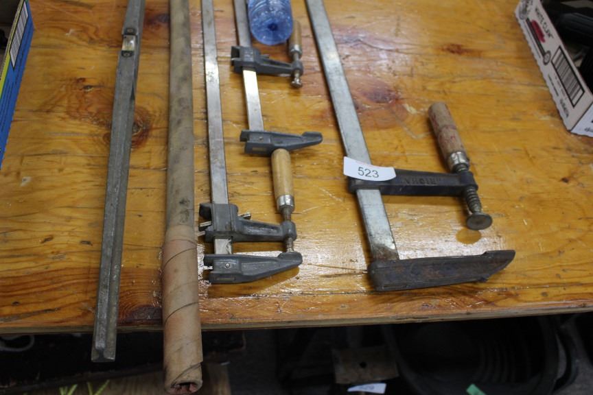 Bar clamps, vintage level, brazing rods