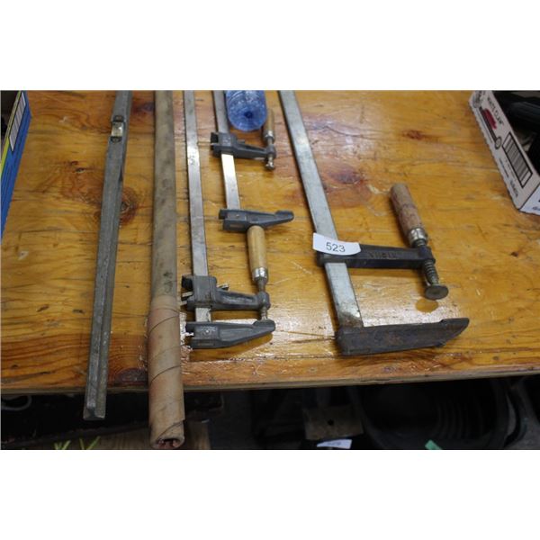 Bar clamps, vintage level, brazing rods