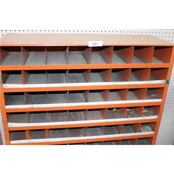 Metal parts organizer unit