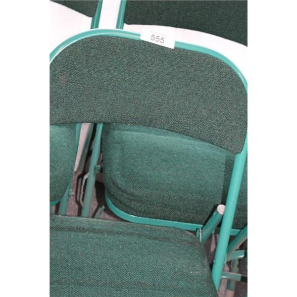 10 green folding chairs