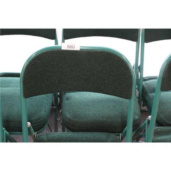 10 green folding chairs