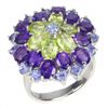 Image 2 : Natural Peridot  Amethyst Tanzanite Ring