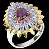 Image 2 : Natural Rhodolite Garnet & Tanzanite Ring