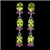 Image 1 : Natural Green Peridot & Rhodolite Garnet Earrings