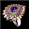 Image 2 : Natural Amethyst, Ch-Diopside Rhodolite Garnet Ring