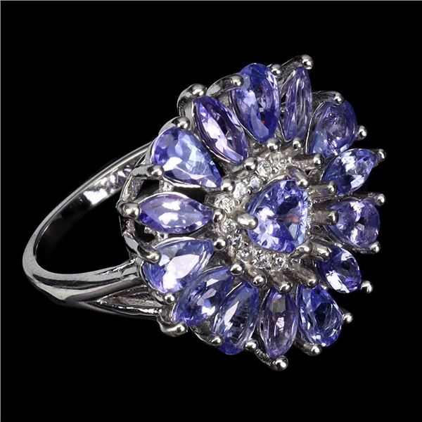 Natural Heart Blue Tanzanite Ring