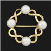 Image 2 : Vintage 14k Yellow Gold Alternating Infinity White Pearl Open Wreath Pin Brooch