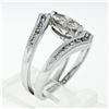 Image 8 : 14K White Gold 1.01 ctw Marquise & Round Cut Diamond Milgrain Wide Open Split Ri