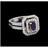 Image 1 : 14KT White and Yellow Gold 0.40 ctw Tanzanite and Diamond Ring