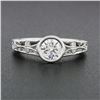 Image 2 : Parade 18k White Gold Bezel Set .87 ctw Diamond Solitaire Milgrain Open Work Rin