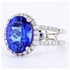 Image 2 : 4.92 ctw Tanzanite and 0.69 ctw Diamond Platinum Ring