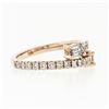 Image 5 : New 14k Rose Gold Emerald Cut & Round Diamond Moi et Toi Bypass Stack Band Ring