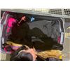 Image 3 : RACK OF ASSORTED ITEMS INCLUDING; CLOTHING, TABLE SKIRTS, CD RACK & MORE (RACK NOT INCLUDED)