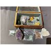 Image 2 : JEWELRY BOX WITH ASSORTED GEODE & STONE CONTENTS