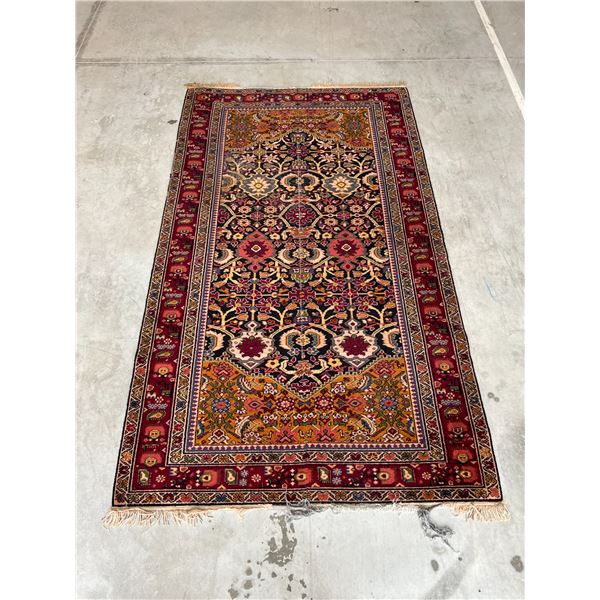 Area Rug with Great Colors and details - some wear, see all photos Approx: 91x50.5"