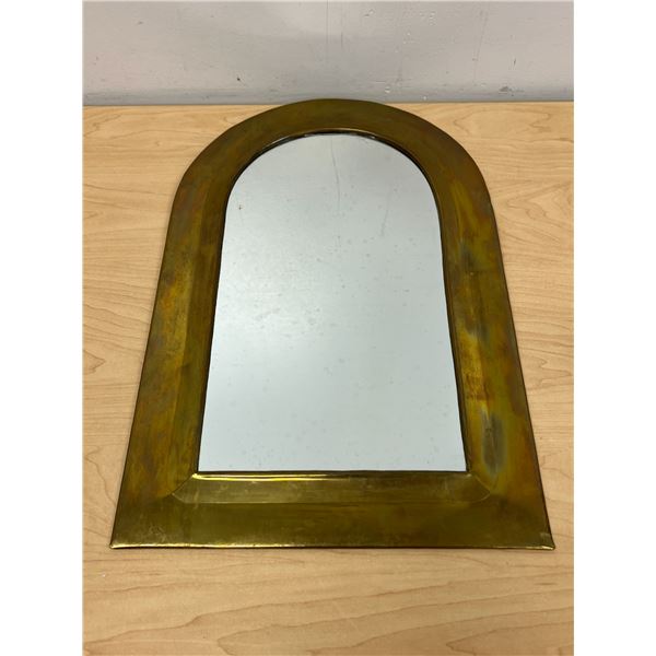 Brass Framed Decorative Mirror - smaller - some spotting on mirror, see photos 17.25x11.5"