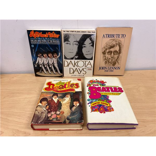 5 Vintage The Beatles / John Lennon Soft & Hard Cover Books as pictured