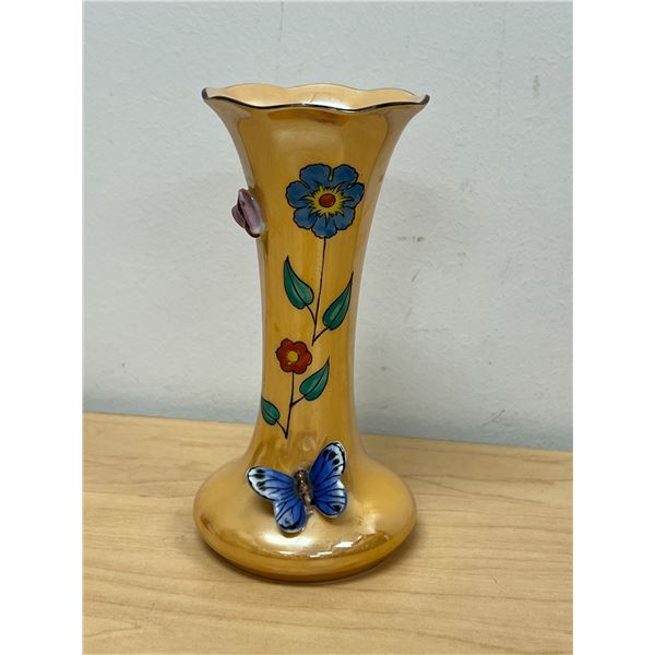 Vintage Noritake Hand Painted Floral Butterfly Vase - Approx: 6"