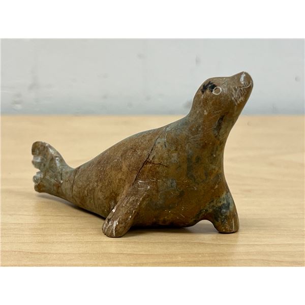 Artist Signed Seal Soapstone Carving as pictured - smaller 4" - see all photos