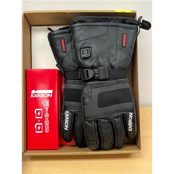 Heated Leather Ski Gloves - Karbon size S - open box look new