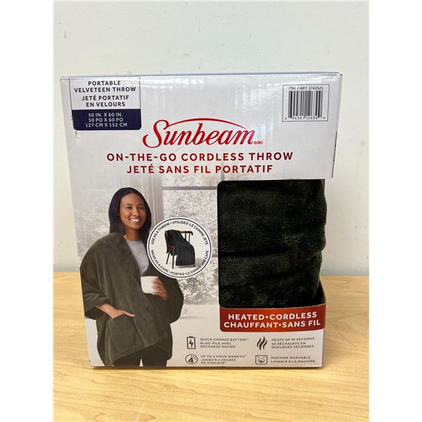 Sunbeam On-The-Go Heated Cordless Throw - Looks new in box - see photos