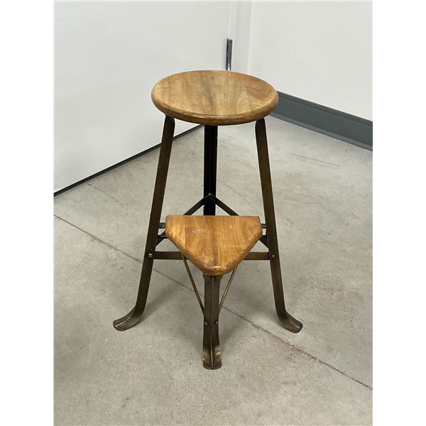 Heavy Duty Steel Frame Stool with Fold out Step - Approx: 23"T 11.25"W