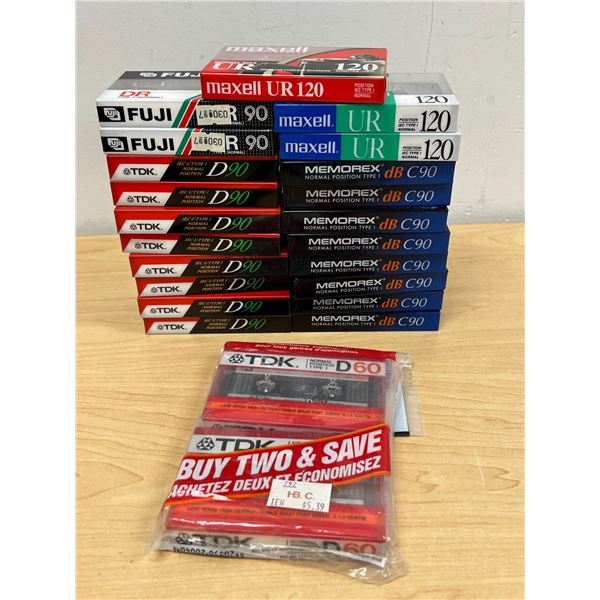 23 New Sealed Blank Cassette Tapes as pictured - see all photos