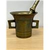 Image 2 : Heavy Brass Mortar & Pestle - Mortar 4.25"T 5.5"W Pestle 9"