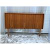 Image 1 : Teak Headboard - some wear/use, see photos Smaller Approx: 60"W 37.5"T