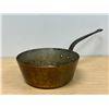 Image 1 : Heavy Metal (Possibly Copper) Long Handled Pot Approx: 9.75"W 3.75"T & 10" handle