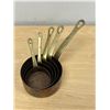 Image 2 : 5 Pc Copper / Brass Mini Nesting Pot Set - largest approx: 4"