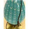 Image 10 : Amazing Vintage Turquoise Blue Art Glass / Brass Base Table Lamp