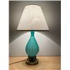 Image 1 : Amazing Vintage Turquoise Blue Art Glass / Brass Base Table Lamp