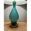 Image 2 : Amazing Vintage Turquoise Blue Art Glass / Brass Base Table Lamp