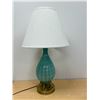 Image 3 : Amazing Vintage Turquoise Blue Art Glass / Brass Base Table Lamp